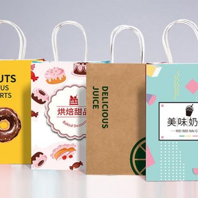 株洲食品包装袋外卖手提牛皮纸袋奶茶手提袋定制